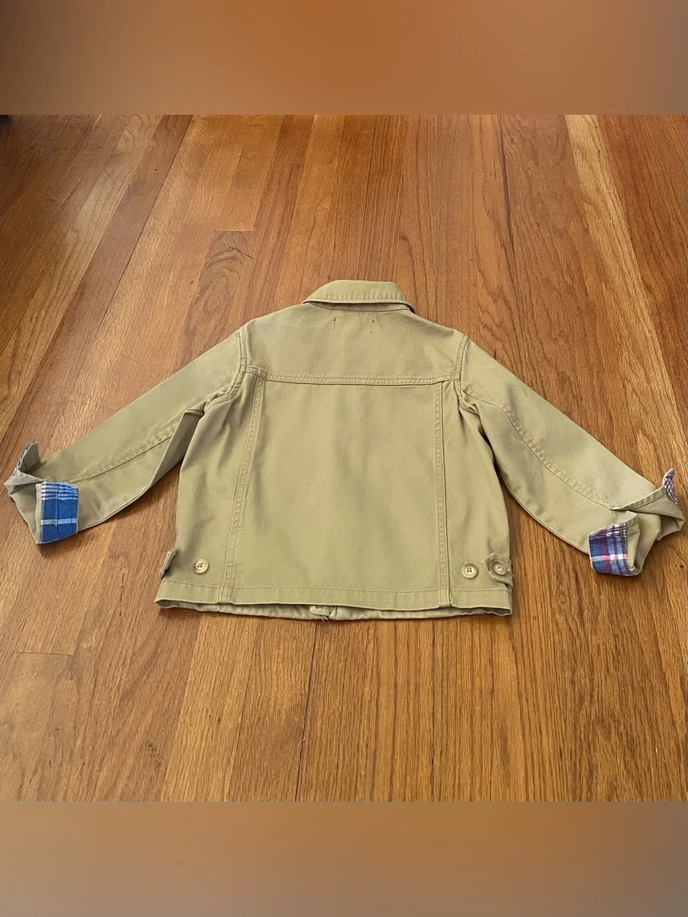 Polo Ralph Lauren Harrington Khaki Zip Jacket with Classic Plaid Trim